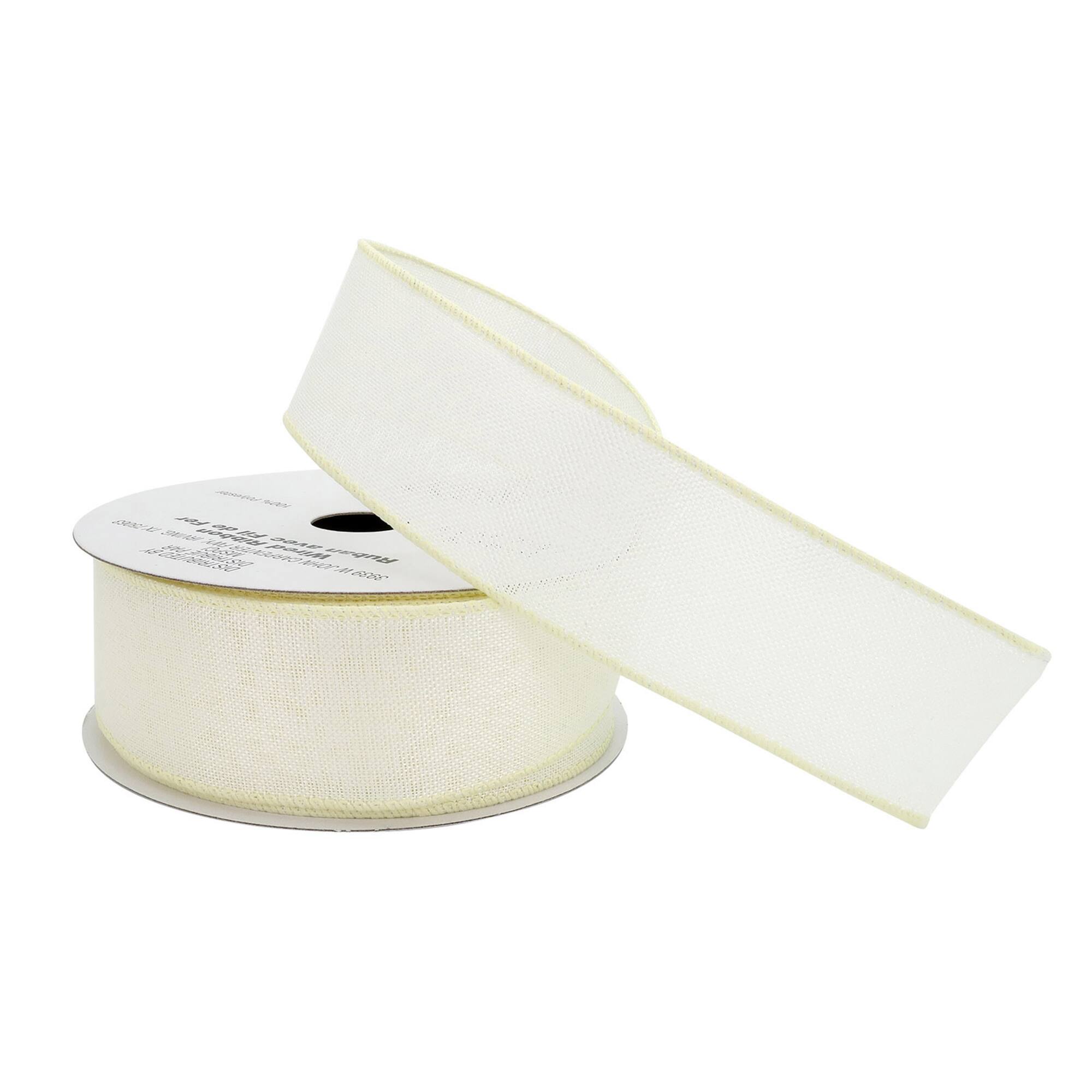 1.5" x 30ft. Ivory Faux Linen Wired Ribbon by Celebrate It™